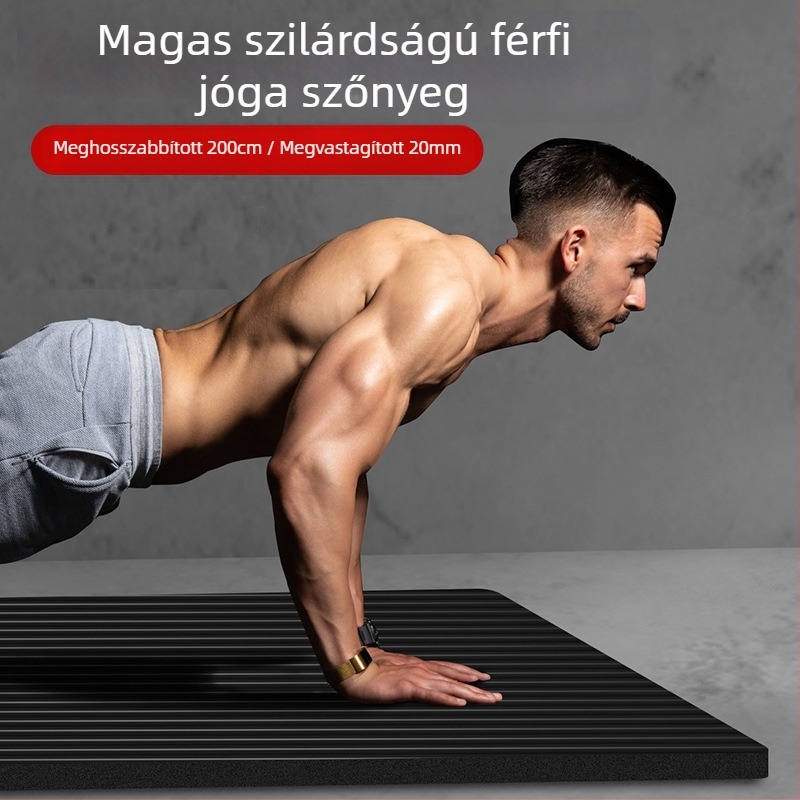 Hátszárító férfi fitneszszőnyeg kezdőknek, szélesített és meghosszabbított, csúszásmentes, kopásálló edzőjógaszőnyeg, sportszőnyeg