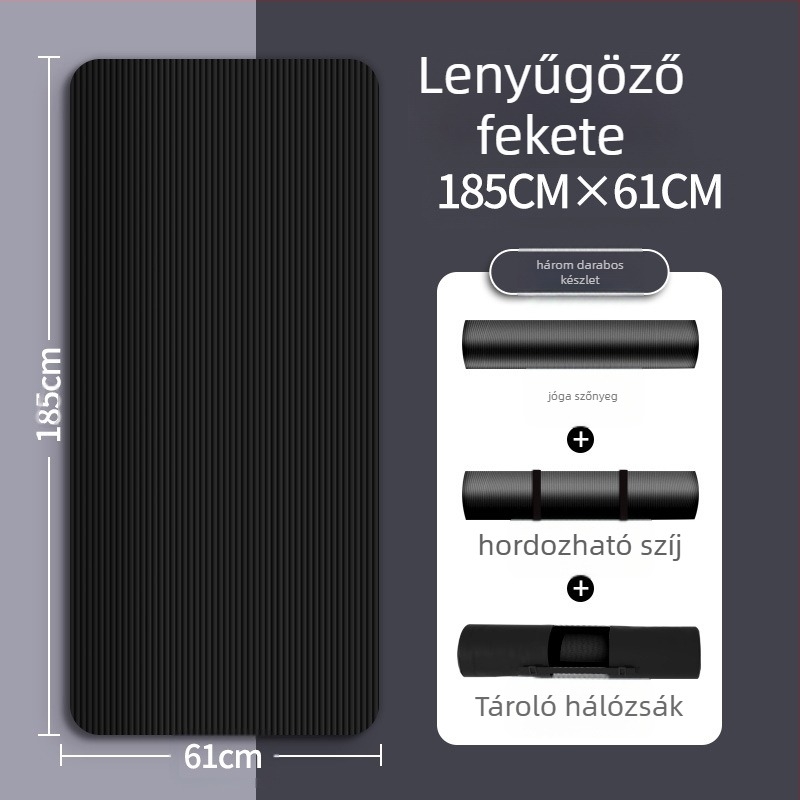 Hátszárító férfi fitneszszőnyeg kezdőknek, szélesített és meghosszabbított, csúszásmentes, kopásálló edzőjógaszőnyeg, sportszőnyeg