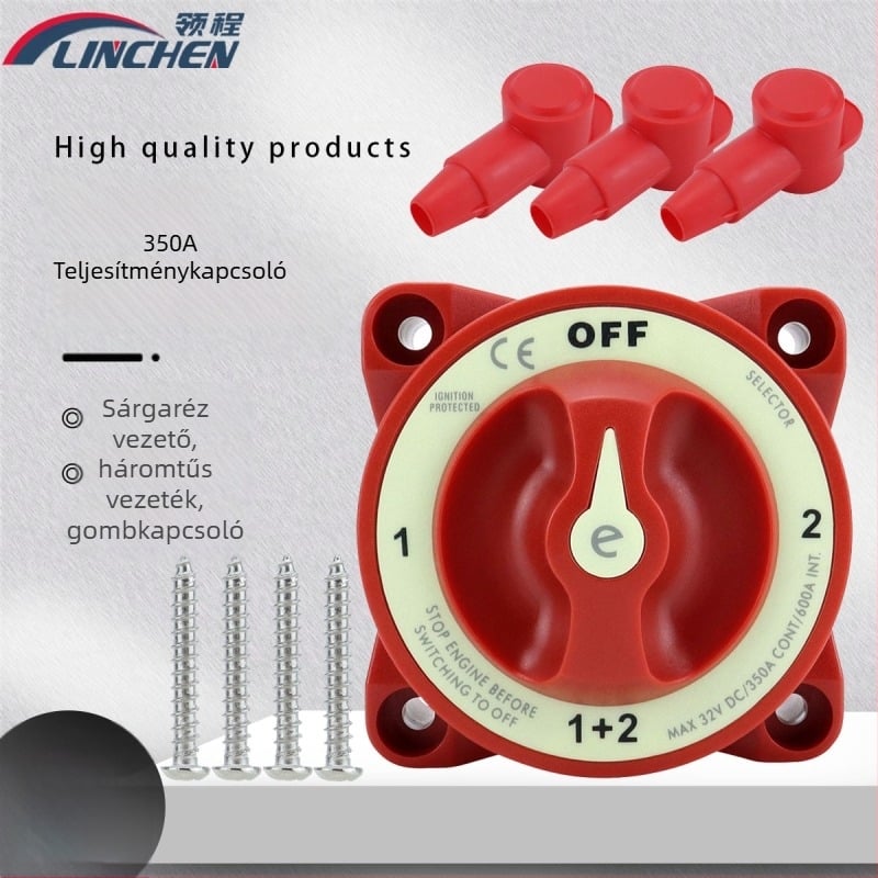 Tengeri használatra módosított nagyáramú áramkimaradó kapcsoló, Blue Ocean sorozatú, 9001E piros szigetelt, vízálló akkumulátorkapcsoló