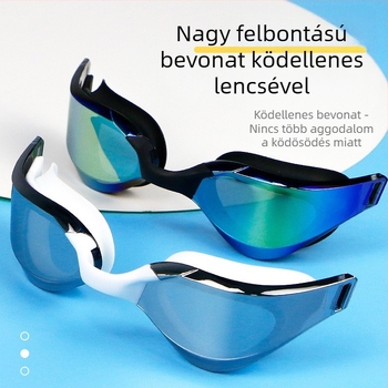 Kereszttükrös verseny úszószemüveg, galvanizált színes szemvédelem, vízálló, páramentesítő, professzionális edzőverseny úszószemüveg táska