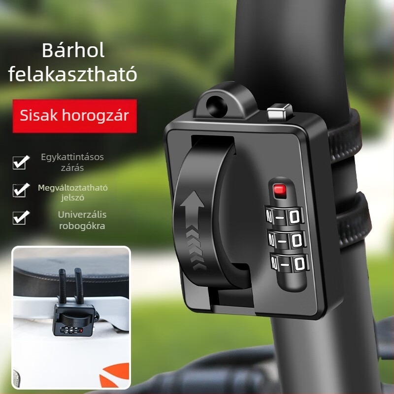 Elektromos akkumulátoros autós sisakzár jelszóval lopásgátló fix biztonsági kalapzár ingyenes lakat csat jelszó sisakzár