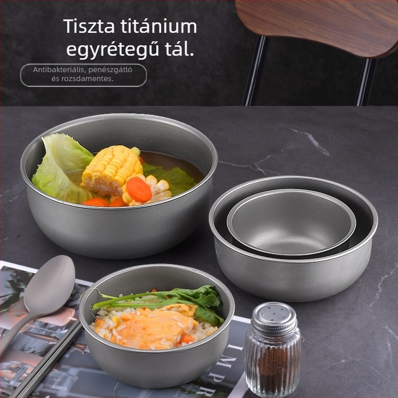 Gyári kifutó, tiszta titán tál, kültéri kemping titán tál, terepi étkészlet, hordozható, egymásra rakott titán tál