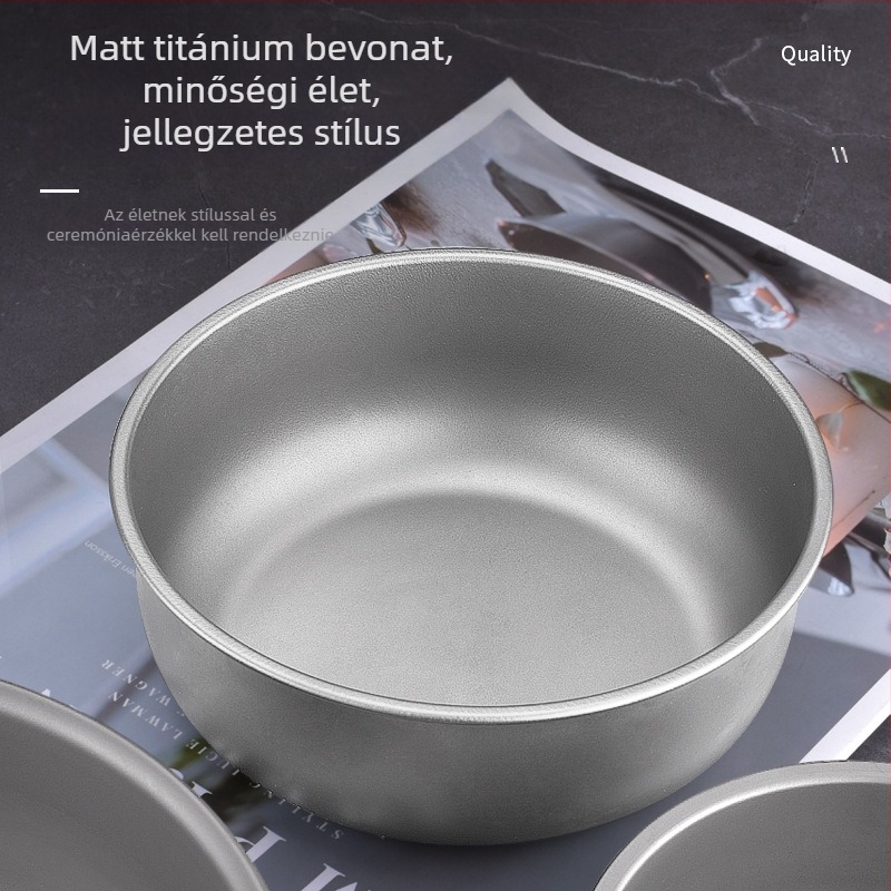 Gyári kifutó, tiszta titán tál, kültéri kemping titán tál, terepi étkészlet, hordozható, egymásra rakott titán tál