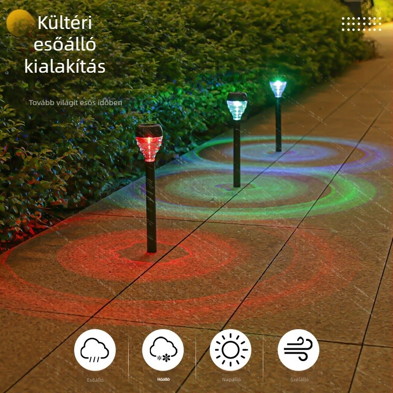 Napelemes gyepfény és árnyékbetét udvari kerti dekoráció kültéri vízálló LED éjszakai fény táj hangulatvilágítás