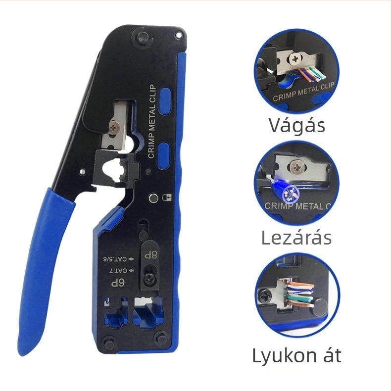 háztartási multifunkciós 6p8p hálós drótfogó határokon átnyúló professzionális teljes funkciójú kristályfejű intelligens drótpréselő hálós drótfogó