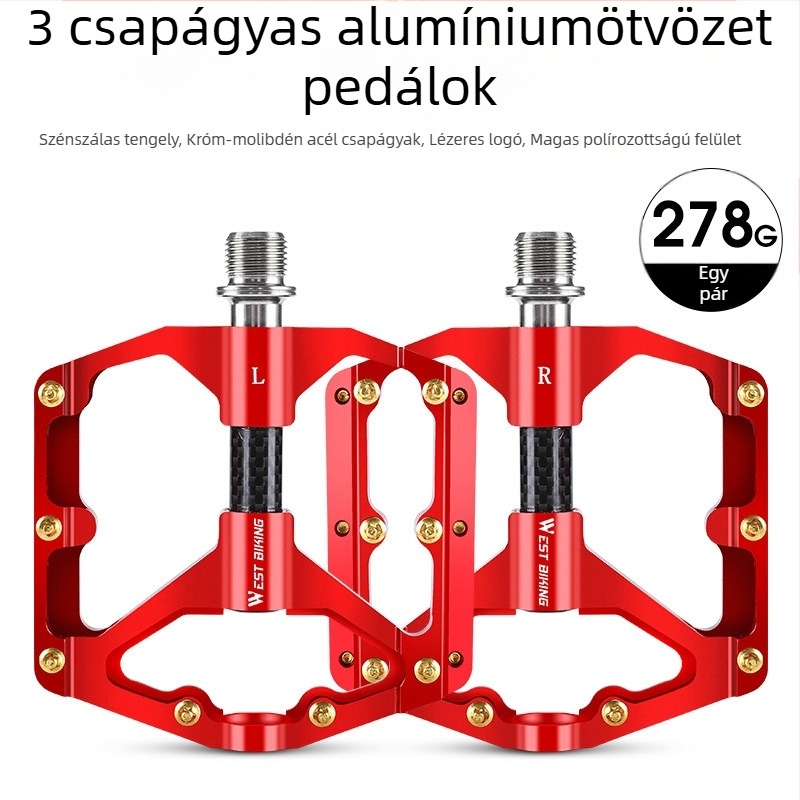 WEST BIKING 3 Peilin pedál karbon tengelyhüvely pedálos hegyi kerékpárhoz 3 Peilin pedál polírozott felülettel