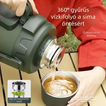 Kültéri utazó autó férfi rozsdamentes acél hőtartó vízforraló extra vastag, alacsony mólóval, 316-os hőtartó vízforraló, nagy kapacitású Qihu