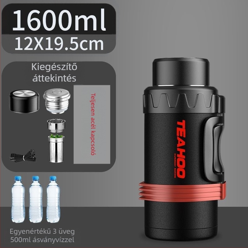 Kültéri utazó autó férfi rozsdamentes acél hőtartó vízforraló extra vastag, alacsony mólóval, 316-os hőtartó vízforraló, nagy kapacitású Qihu