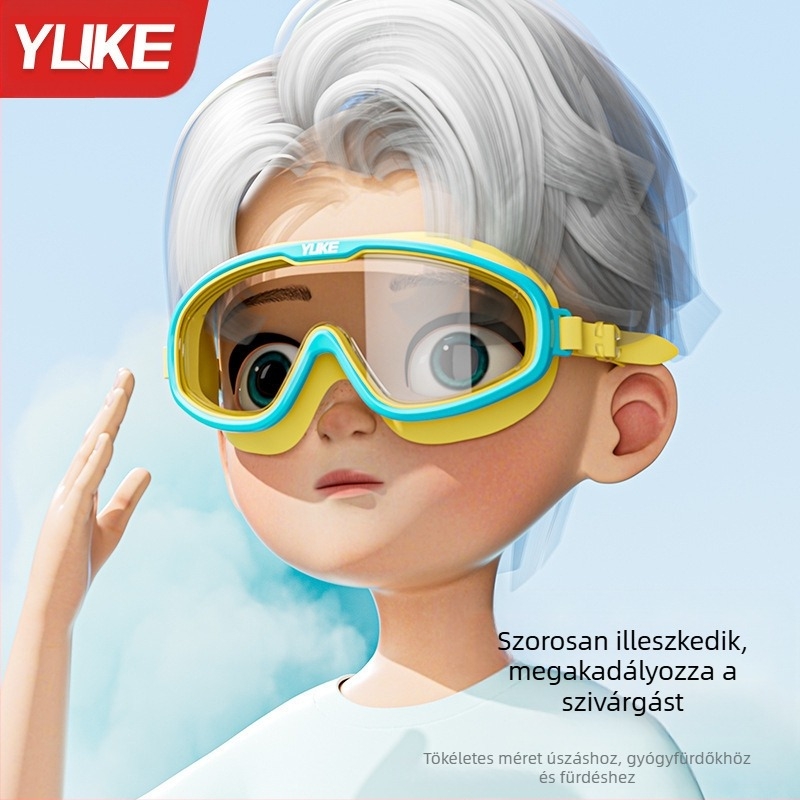 Gyermek úszószemüveg, nagy kerettel, HD páramentes, vízálló, fiúknak való, professzionális úszósapka, úszószemüveg, lányoknak való, úszószemüveg