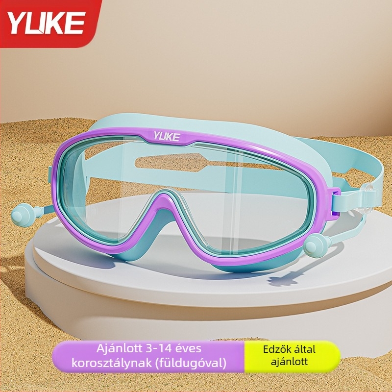 Gyermek úszószemüveg, nagy kerettel, HD páramentes, vízálló, fiúknak való, professzionális úszósapka, úszószemüveg, lányoknak való, úszószemüveg