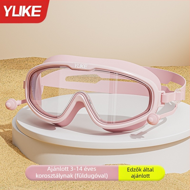 Gyermek úszószemüveg, nagy kerettel, HD páramentes, vízálló, fiúknak való, professzionális úszósapka, úszószemüveg, lányoknak való, úszószemüveg
