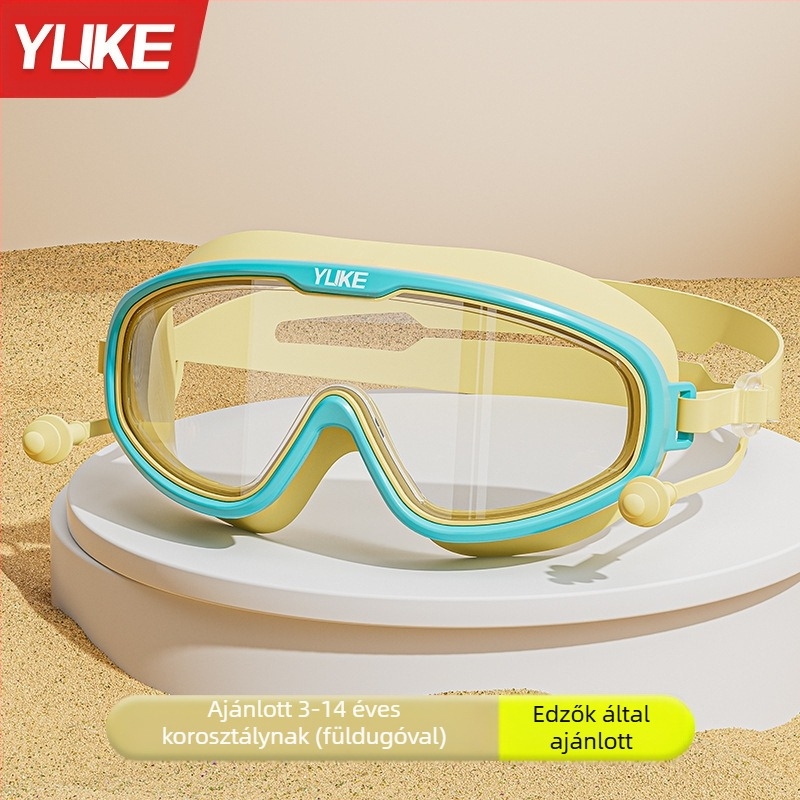 Gyermek úszószemüveg, nagy kerettel, HD páramentes, vízálló, fiúknak való, professzionális úszósapka, úszószemüveg, lányoknak való, úszószemüveg