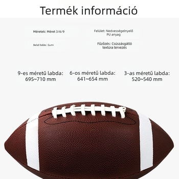 9-es számú amerikai foci, standard játékméret, felnőtt méret, 9-es számú, ifjúsági méret, 6-os számú, gyermek méret, 3-as számú, trendi fitnesz