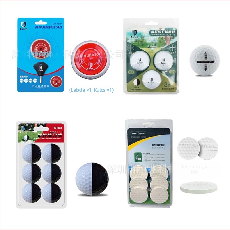 Golf putt gyakorlólabda lapos labda fekete-fehér putt gyakorló lendítés segédlabda vizualizáció pályajelölő labda