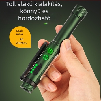 Kézben tartható zseblámpa kétfényforrással és mágneses toll-lámpával, kompatibilis száraz és lítium elemekkel