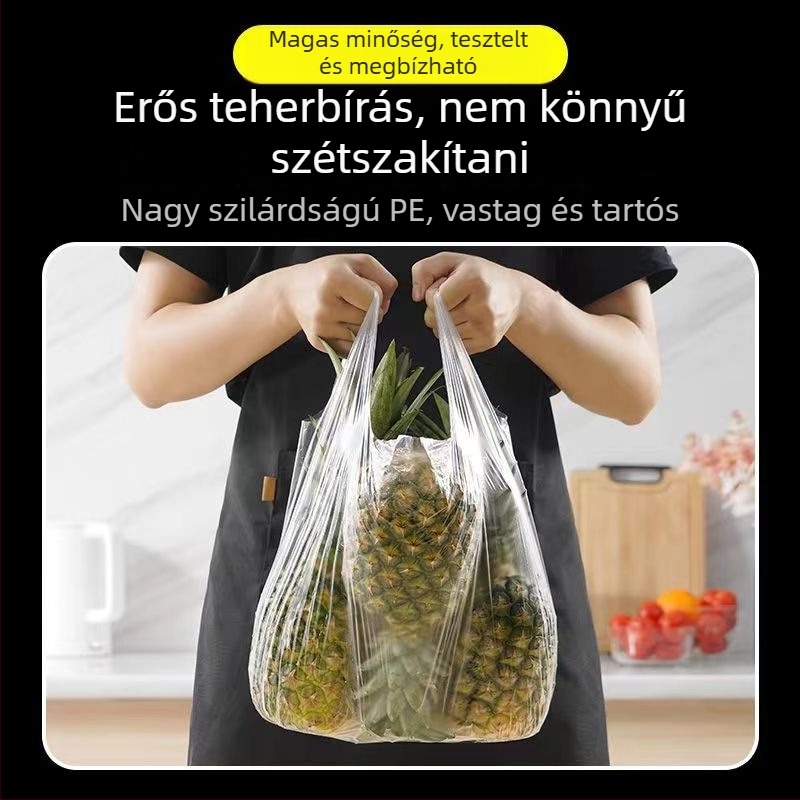 Frissentartó táska Élelmiszeripari minőségű PE anyagból Konyhai háztartási hűtőszekrény Mikrohullámú sütő Folyamatos tekercses táska Szupermarket Vwho stílusú frissentartó táska