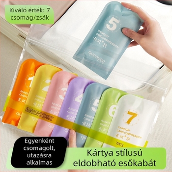 Eldobható felnőtt esőkabát, vastagított hordozható kártya esőkabát, gyermek szabadtéri turisztikai festői vízálló kompressziós esőkabát