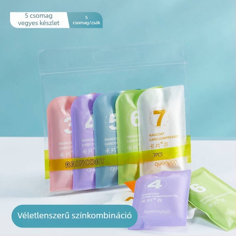Eldobható felnőtt esőkabát, vastagított hordozható kártya esőkabát, gyermek szabadtéri turisztikai festői vízálló kompressziós esőkabát