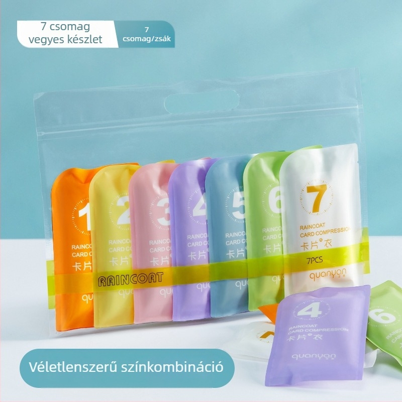 Eldobható felnőtt esőkabát, vastagított hordozható kártya esőkabát, gyermek szabadtéri turisztikai festői vízálló kompressziós esőkabát