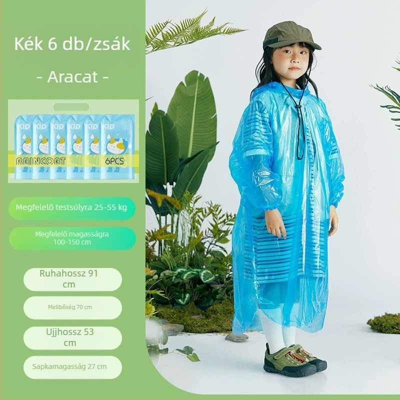Eldobható felnőtt esőkabát, vastagított hordozható kártya esőkabát, gyermek szabadtéri turisztikai festői vízálló kompressziós esőkabát