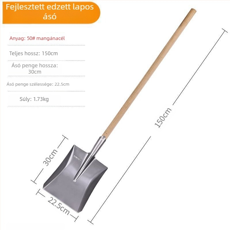 Nagy lapát mangán acél lapát kültéri ásás talajlazítás műtárgy kerti kerti szerszámok zöldségek ültetése mezőgazdasági fa nyél vas kanál