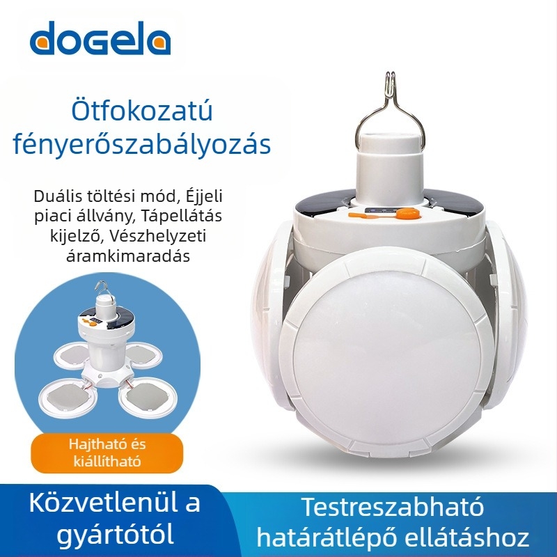 Napelemes újratölthető villanykörte áramkimaradás esetén, éjszakai piaci stand, háztartási LED-es energiatakarékos, összecsukható futballlámpa erős fényt biztosít