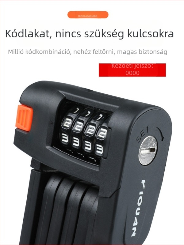 Kerékpár lopásgátló összecsukható lakat Hegyi kerékpár vízálló rozsdaálló ötvözött acél négyjegyű kódzár országúti kerékpár felszerelés
