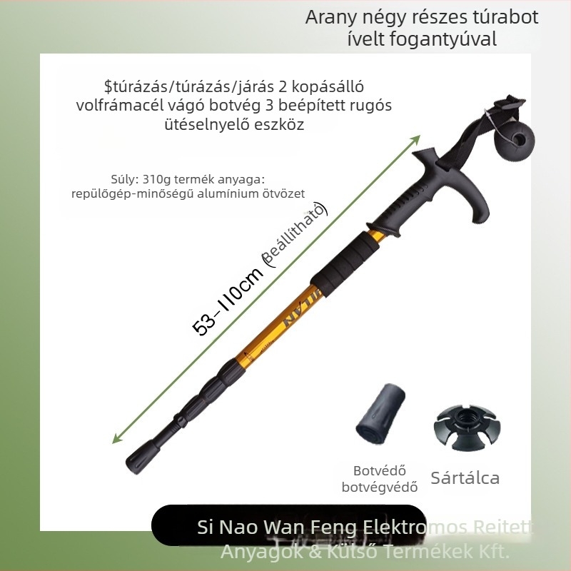 Alumíniumötvözetből készült hegymászóbot T-fogantyús 4 kültéri túrázáshoz használt hegymászóbot hordozható sétabot mankó hegymászóbot gyártók nagykereskedelem