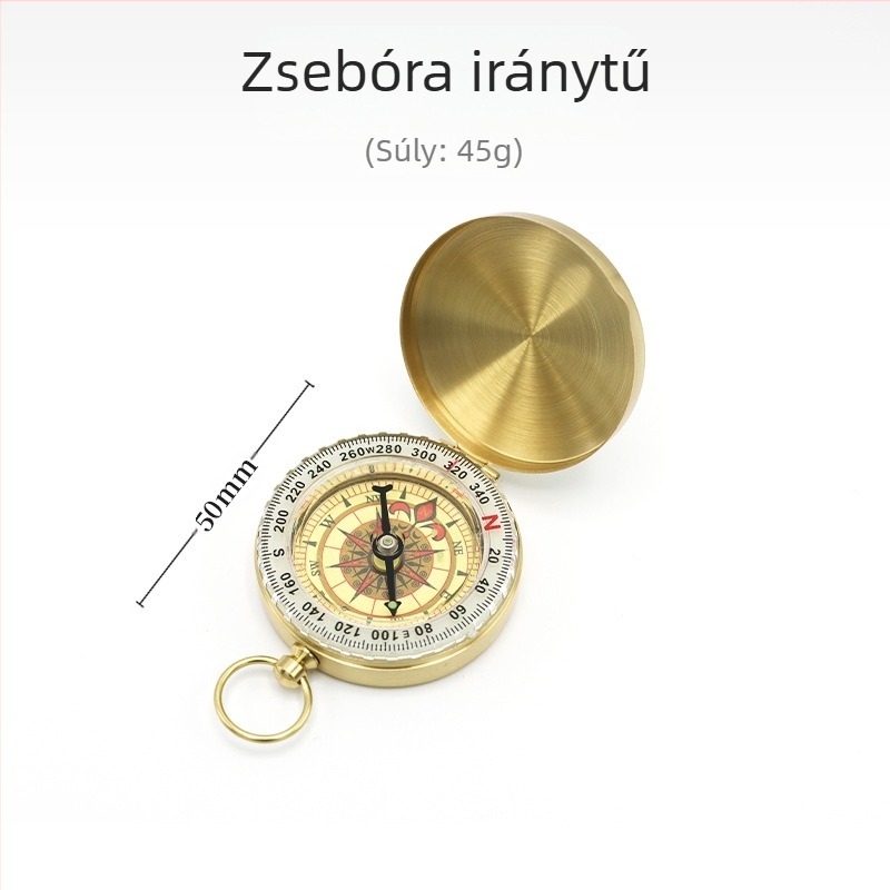 Brass North Needle G50 zsebóra Retro Flip Compass kültéri hegymászáshoz, többfunkciós, világító fedéllel