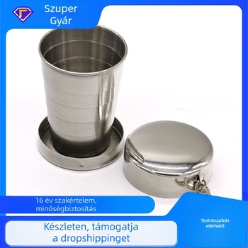 Kültéri hordozható férfi és női hordozható fém rozsdamentes acél visszahúzható pohár összecsukható pohár borospohár kis méret 68g
