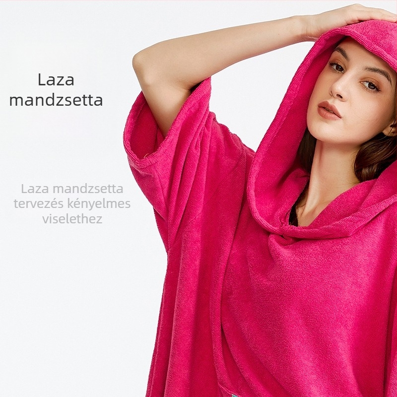 Mikroszálas törölköző, fürdőköpeny, felnőtt nedvszívó fürdőköpeny, viselhető kapucnis fürdőlepedő, úszás, búvárkodás, meleg strandtörölköző