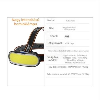 Határokon átnyúló, erős fényű, újratölthető, fejre szerelhető zseblámpa, kültéri, otthoni, kettős fényforrású, éjszakai horgászvilágítással