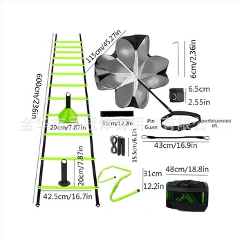 Futballedzés Agilis létra Logó Tárcsás ellenállás Esernyő Puha ruha Ugrórács Agilis létra Kötéllétra Edzőruha