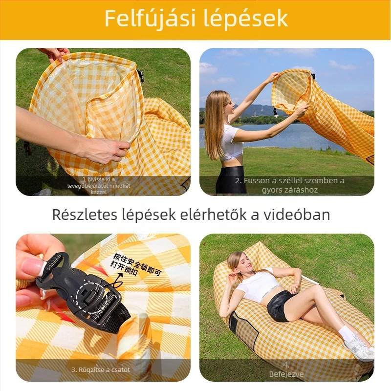 Párna, lusta, felfújható kanapé, hordozható, kültéri, strand, légkanapé, színben illő, lusta hálózsák, nagykereskedelmi gyártó