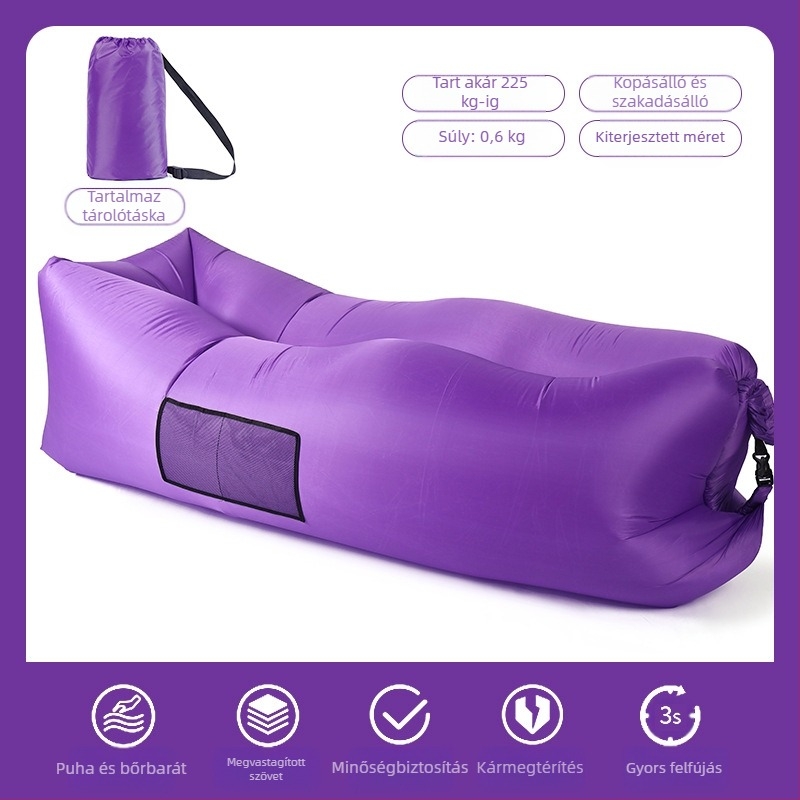 Párna, lusta, felfújható kanapé, hordozható, kültéri, strand, légkanapé, színben illő, lusta hálózsák, nagykereskedelmi gyártó