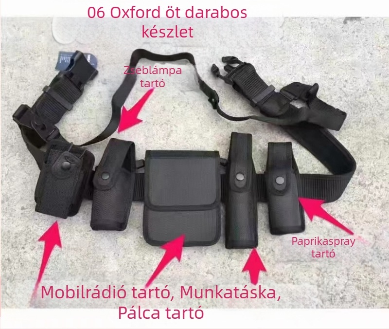 Szőtt, többrétegű Oxford öv, nyolcrészes, többfunkciós, csiszolóövvel, külső, többfunkciós biztonsági övvel