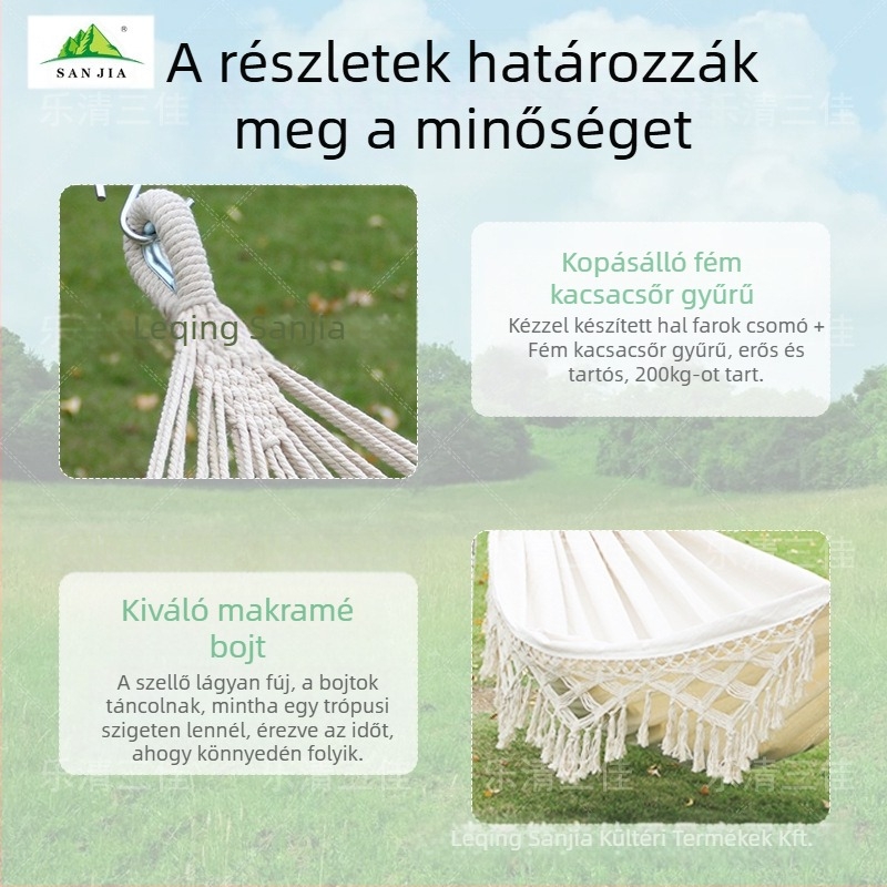 Európai és amerikai bojtos függőágy, kültéri összecsukható, kézzel szőtt hinta, vászon, kemping, ívelt bot, hordozható, dupla függőszék, nagykereskedelem