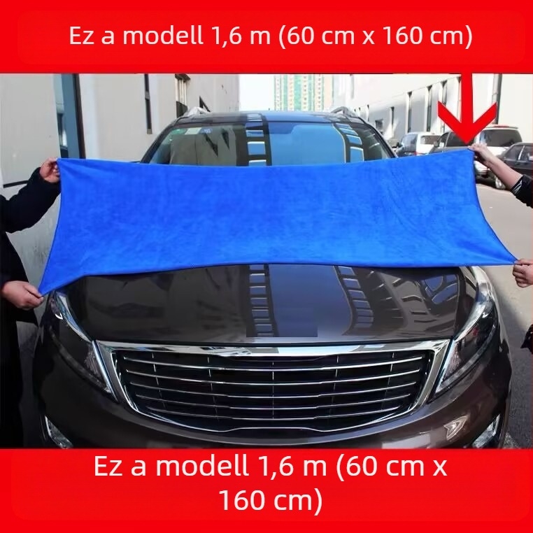 Autómosó nagy törölköző, autótörlő kendő, meghosszabbított nedvszívó, vastagított, nagyméretű autótisztító kendő, szöszmentes bársony