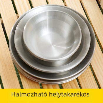 Kültéri rozsdamentes acél tányérkészlet kemping grill étkészlet hordozható önvezető túra grill tányér leveses mosdó tálkészlet