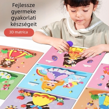 Gyermek kézzel készített diy3D sztereó Eva matricák hercegnő óvodai gyártási anyagcsomag lányoknak oktató matrica játékok