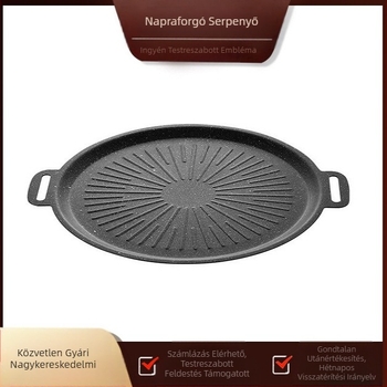 Koreai stílusú háztartási Maifan kő grillserpenyő napmintával, fizikai tapadásmentes grillserpenyő indukciós tűzhelyhez, kazettás tűzhelyhez, kültéri grillserpenyő
