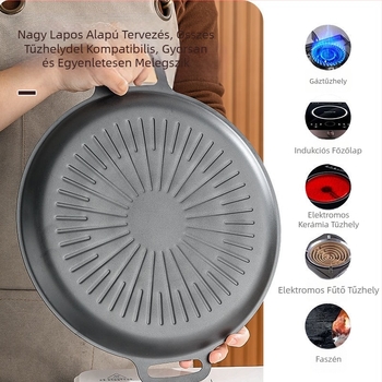 Koreai stílusú háztartási Maifan kő grillserpenyő napmintával, fizikai tapadásmentes grillserpenyő indukciós tűzhelyhez, kazettás tűzhelyhez, kültéri grillserpenyő