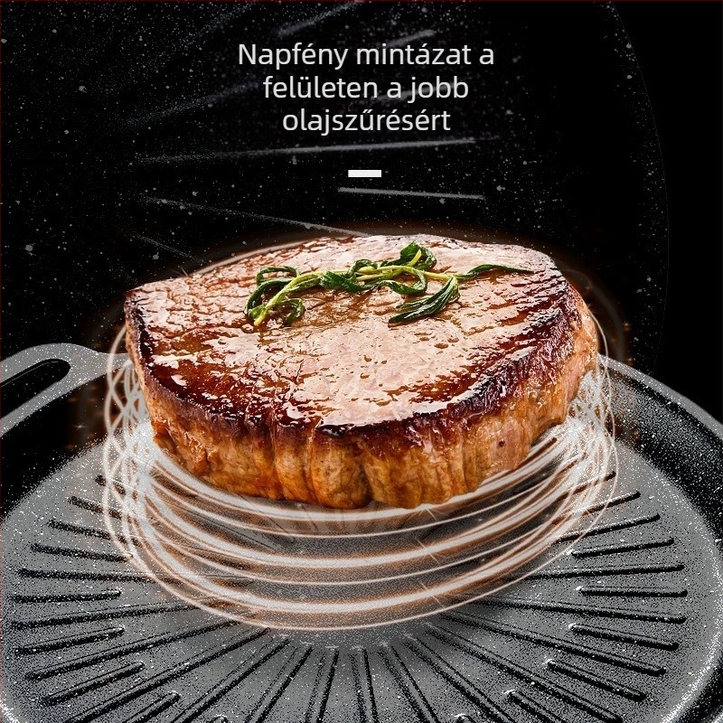 Koreai stílusú háztartási Maifan kő grillserpenyő napmintával, fizikai tapadásmentes grillserpenyő indukciós tűzhelyhez, kazettás tűzhelyhez, kültéri grillserpenyő