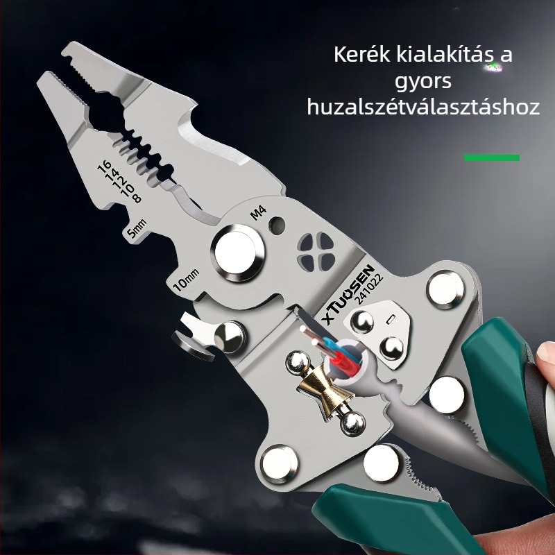 Tuosen összecsukható vonalcsupaszító fogók, többfunkciós vonalvágó fogók, villanyszerelő speciális fogók, szerszámcsupaszító fogók