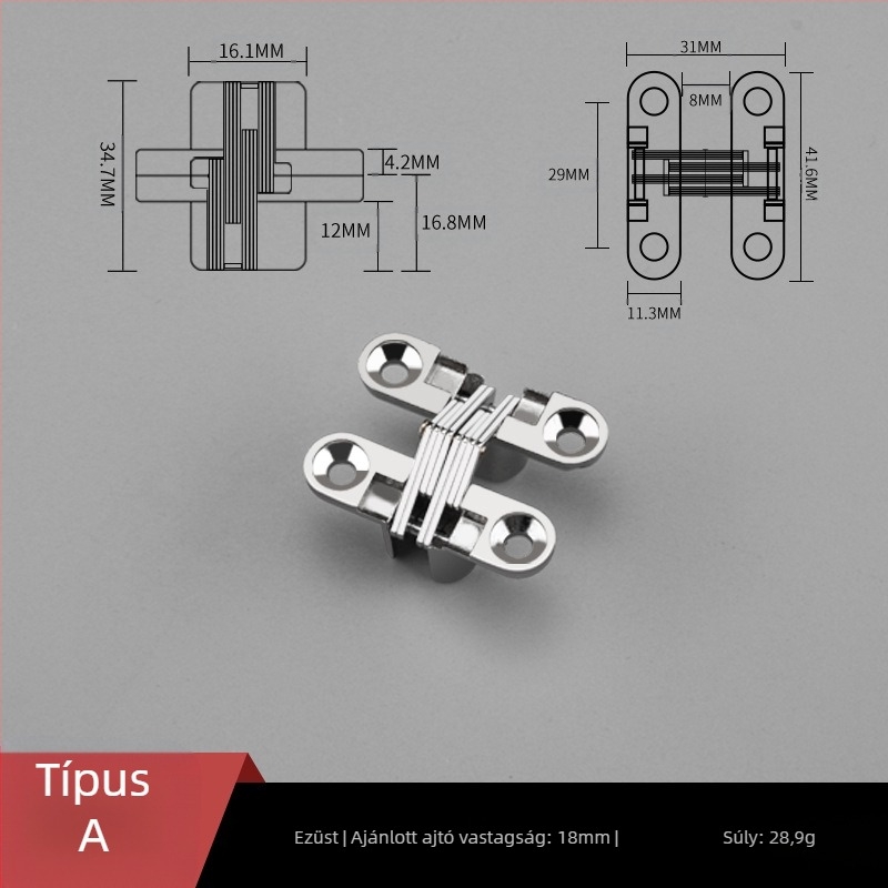 Rejtett keresztpántos cinkötvözet lapos pántos étkezőasztal pántos összecsukható étkezőasztal ajtószekrény rejtett pántos nagykereskedelem
