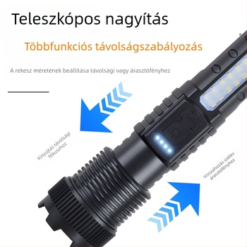 Határokon átnyúló új 118 kültéri erős fényű zseblámpa P50 teleszkópos zoom nagy teljesítményű tollcsipesz piros és kék vaku A76 zseblámpa