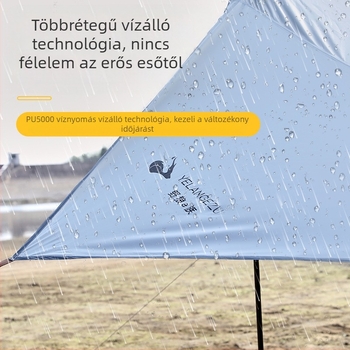 Nyolcszögletű fekete gumiponyva kültéri kempingezéshez Oxford szövetből készült, túlméretezett napellenző, UV-álló fekete gumiponyva sátor