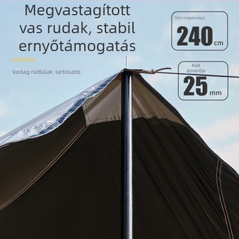 Nyolcszögletű fekete gumiponyva kültéri kempingezéshez Oxford szövetből készült, túlméretezett napellenző, UV-álló fekete gumiponyva sátor