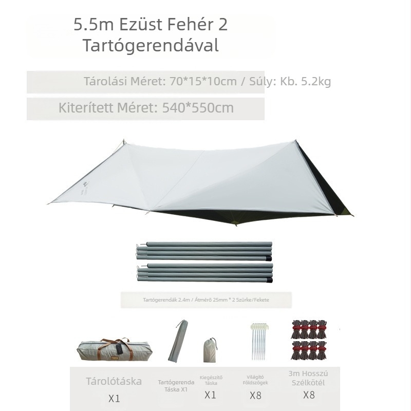 Nyolcszögletű fekete gumiponyva kültéri kempingezéshez Oxford szövetből készült, túlméretezett napellenző, UV-álló fekete gumiponyva sátor