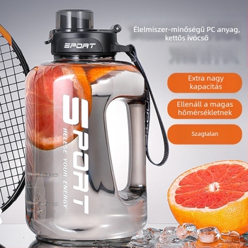 Nagy kapacitású vizespalack, kültéri sport fitnesz vizeskancsó, hordozható műanyag nagy kapacitású vizespalack férfiak és nők számára